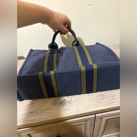 Hermes Navy Canvas Tote - Picture 5 of 11